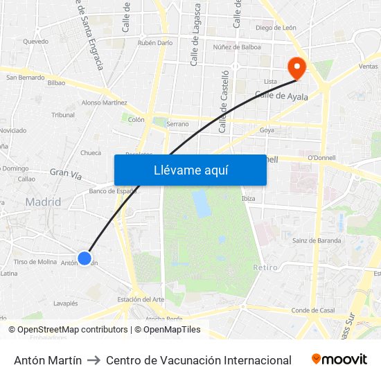 Antón Martín to Centro de Vacunación Internacional map