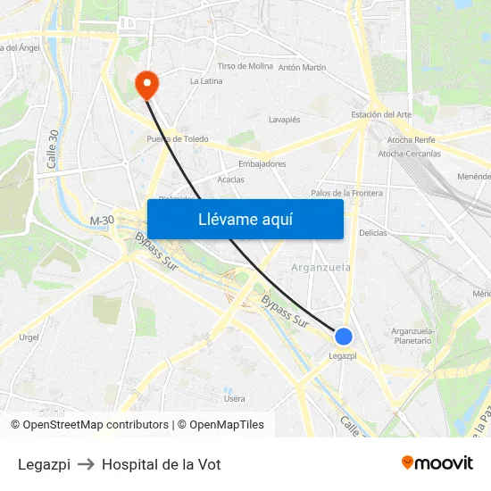 Legazpi to Hospital de la Vot map