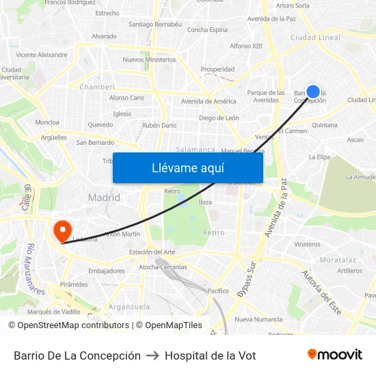 Barrio De La Concepción to Hospital de la Vot map