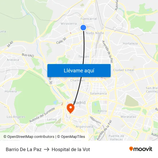 Barrio De La Paz to Hospital de la Vot map