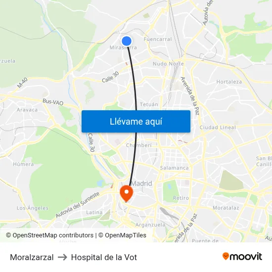 Moralzarzal to Hospital de la Vot map
