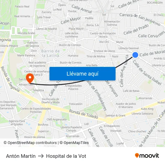 Antón Martín to Hospital de la Vot map