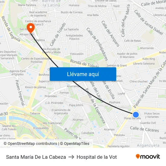 Santa María De La Cabeza to Hospital de la Vot map