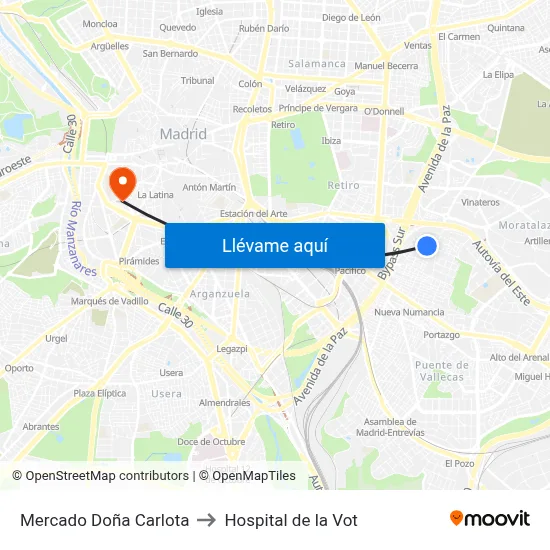 Mercado Doña Carlota to Hospital de la Vot map