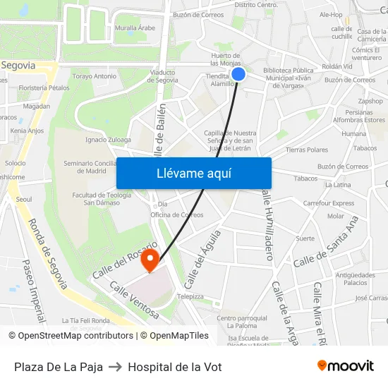 Plaza De La Paja to Hospital de la Vot map