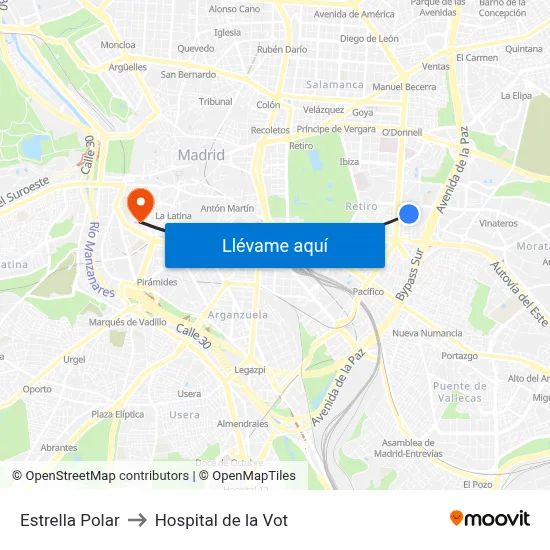 Estrella Polar to Hospital de la Vot map