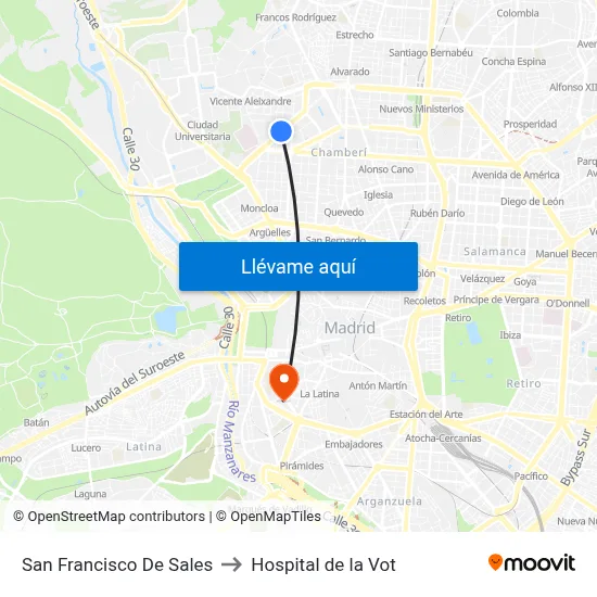 San Francisco De Sales to Hospital de la Vot map
