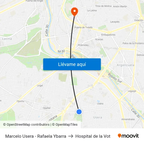 Marcelo Usera - Rafaela Ybarra to Hospital de la Vot map