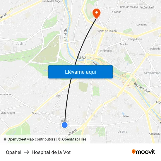 Opañel to Hospital de la Vot map