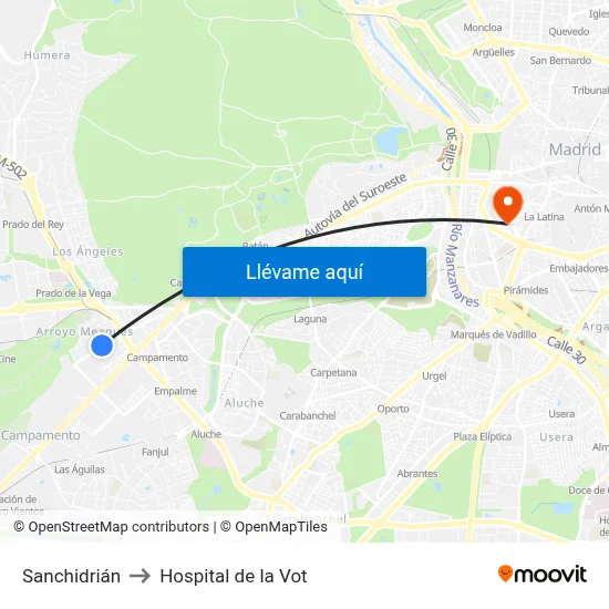 Sanchidrián to Hospital de la Vot map