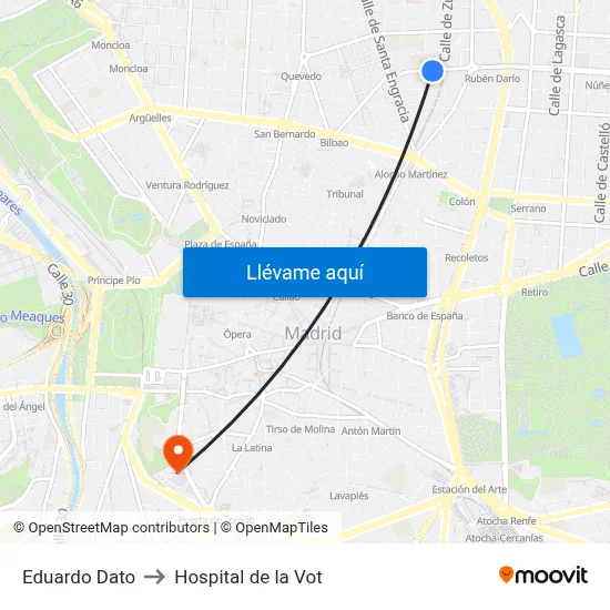 Eduardo Dato to Hospital de la Vot map