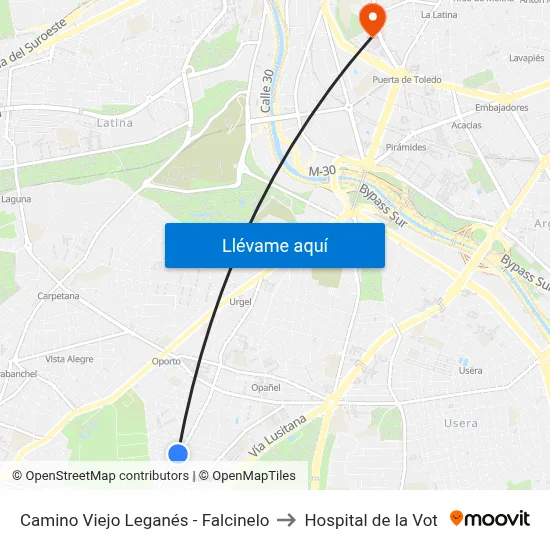 Camino Viejo Leganés - Falcinelo to Hospital de la Vot map