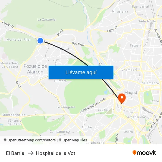 El Barrial to Hospital de la Vot map