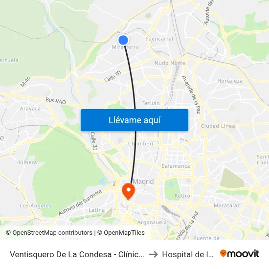 Ventisquero De La Condesa - Clínica Cemtro to Hospital de la Vot map