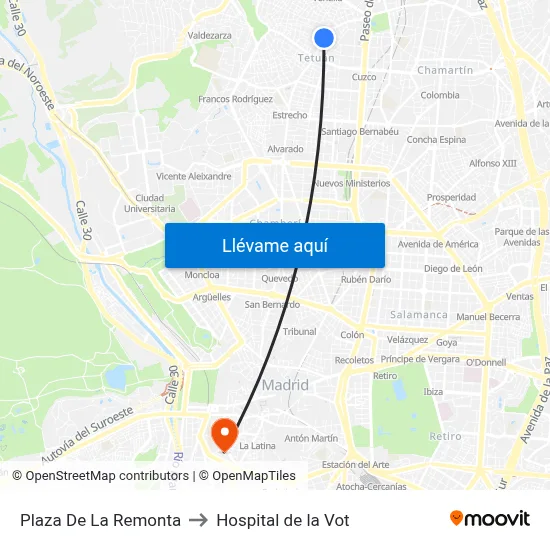 Plaza De La Remonta to Hospital de la Vot map