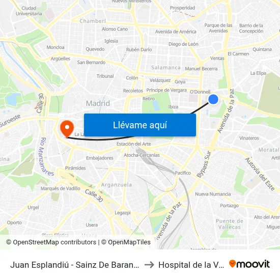 Juan Esplandiú - Sainz De Baranda to Hospital de la Vot map