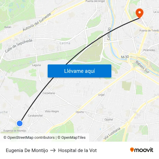 Eugenia De Montijo to Hospital de la Vot map