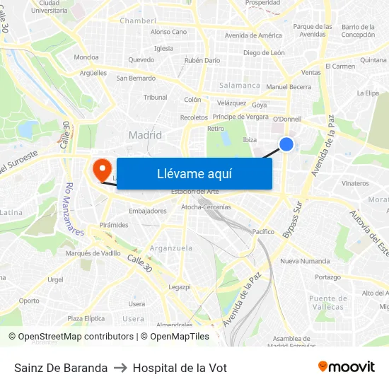 Sainz De Baranda to Hospital de la Vot map