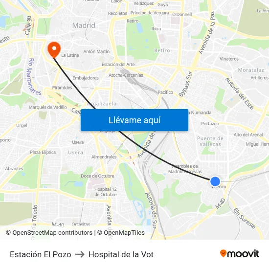 Estación El Pozo to Hospital de la Vot map
