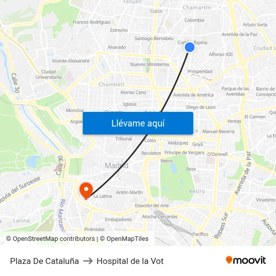 Plaza De Cataluña to Hospital de la Vot map