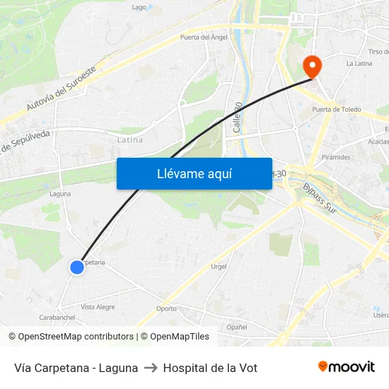 Vía Carpetana - Laguna to Hospital de la Vot map