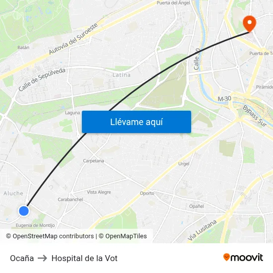 Ocaña to Hospital de la Vot map