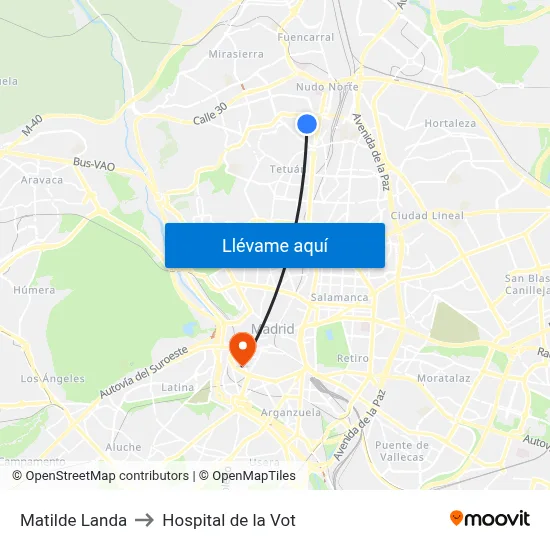 Matilde Landa to Hospital de la Vot map