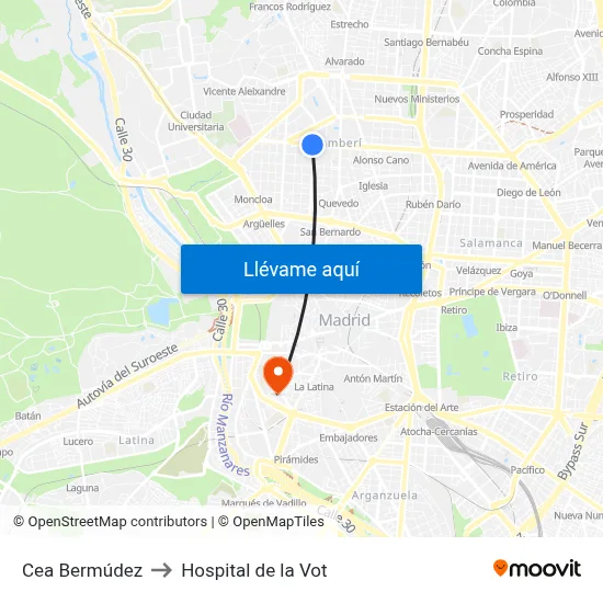 Cea Bermúdez to Hospital de la Vot map