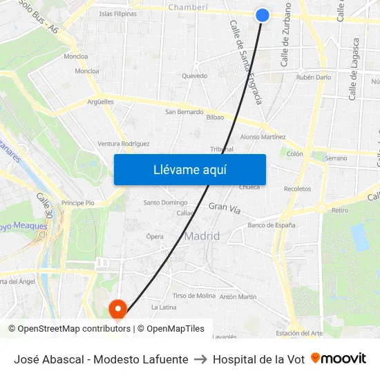 José Abascal - Modesto Lafuente to Hospital de la Vot map