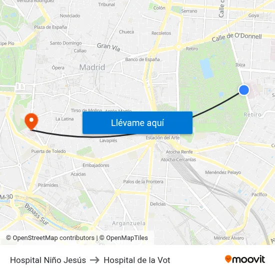 Hospital Niño Jesús to Hospital de la Vot map