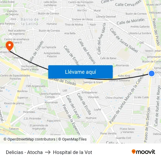 Delicias - Atocha to Hospital de la Vot map