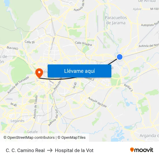 C. C. Camino Real to Hospital de la Vot map