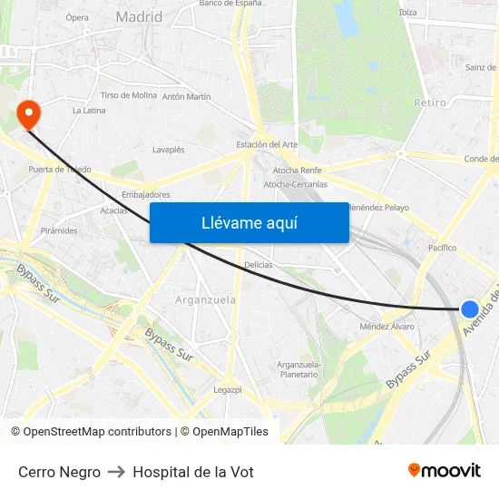 Cerro Negro to Hospital de la Vot map