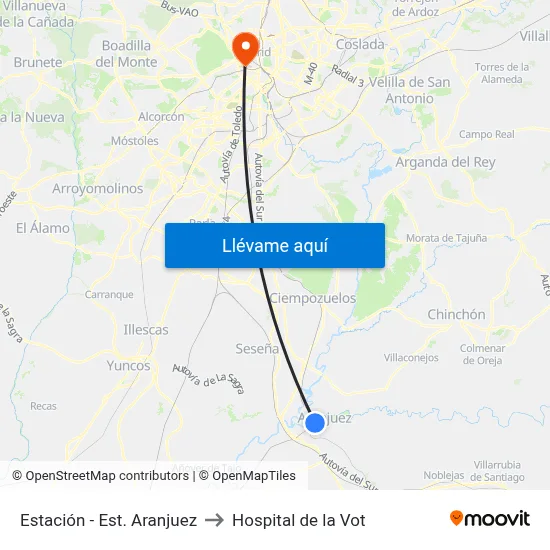 Estación - Est. Aranjuez to Hospital de la Vot map