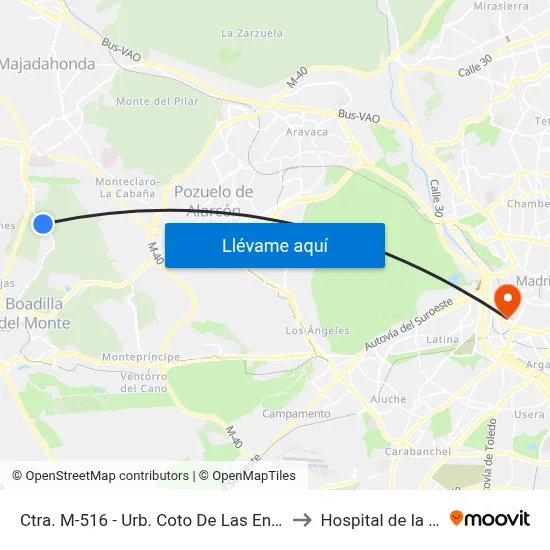 Ctra. M-516 - Urb. Coto De Las Encinas to Hospital de la Vot map