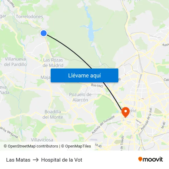 Las Matas to Hospital de la Vot map