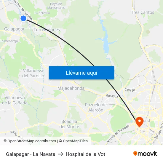Galapagar - La Navata to Hospital de la Vot map