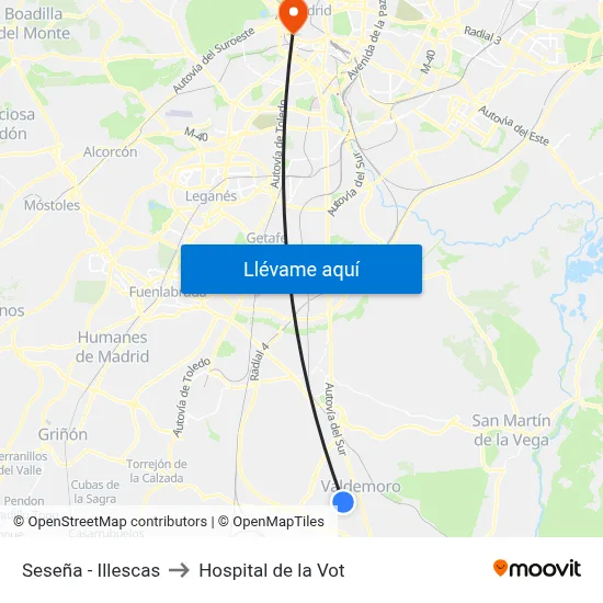 Seseña - Illescas to Hospital de la Vot map