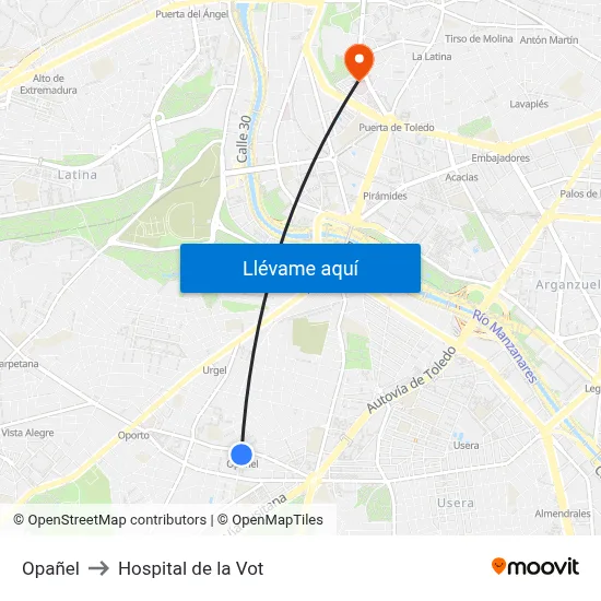 Opañel to Hospital de la Vot map