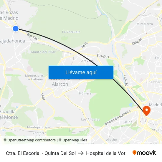 Ctra. El Escorial - Quinta Del Sol to Hospital de la Vot map