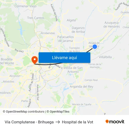 Vía Complutense - Brihuega to Hospital de la Vot map