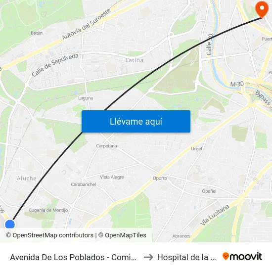 Avenida De Los Poblados - Comisaria to Hospital de la Vot map