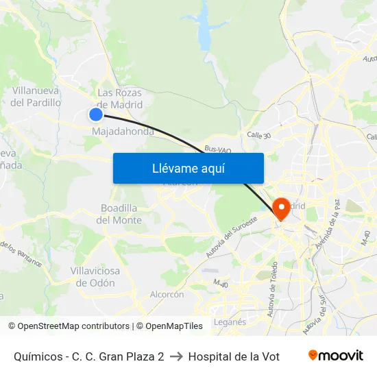 Químicos - C. C. Gran Plaza 2 to Hospital de la Vot map