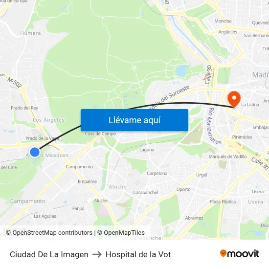 Ciudad De La Imagen to Hospital de la Vot map