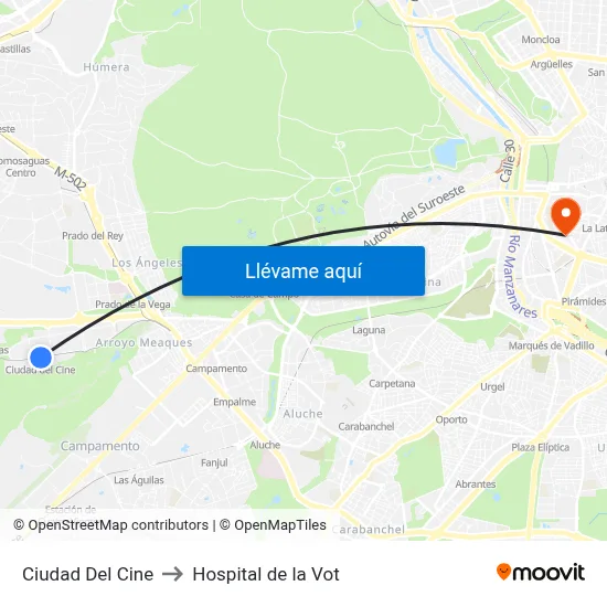 Ciudad Del Cine to Hospital de la Vot map