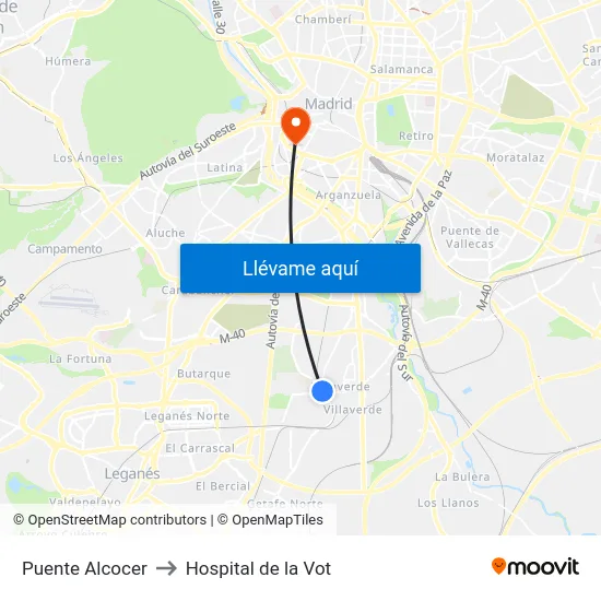 Puente Alcocer to Hospital de la Vot map