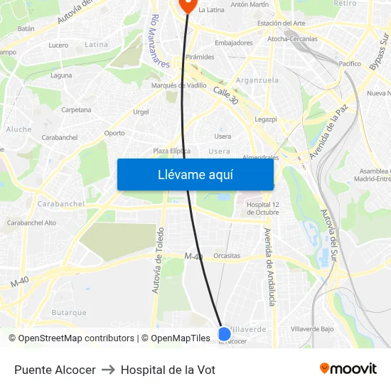 Puente Alcocer to Hospital de la Vot map