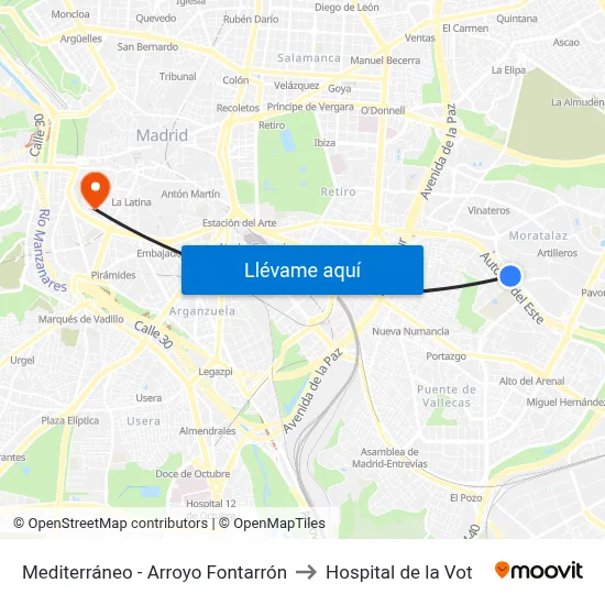 Mediterráneo - Arroyo Fontarrón to Hospital de la Vot map