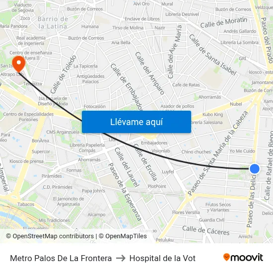 Metro Palos De La Frontera to Hospital de la Vot map