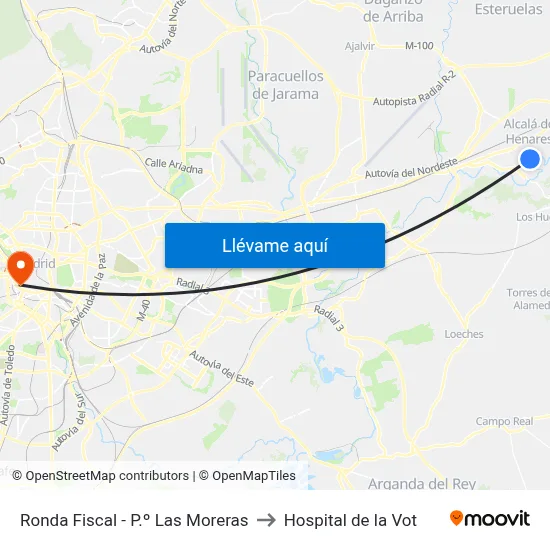 Ronda Fiscal - P.º Las Moreras to Hospital de la Vot map
